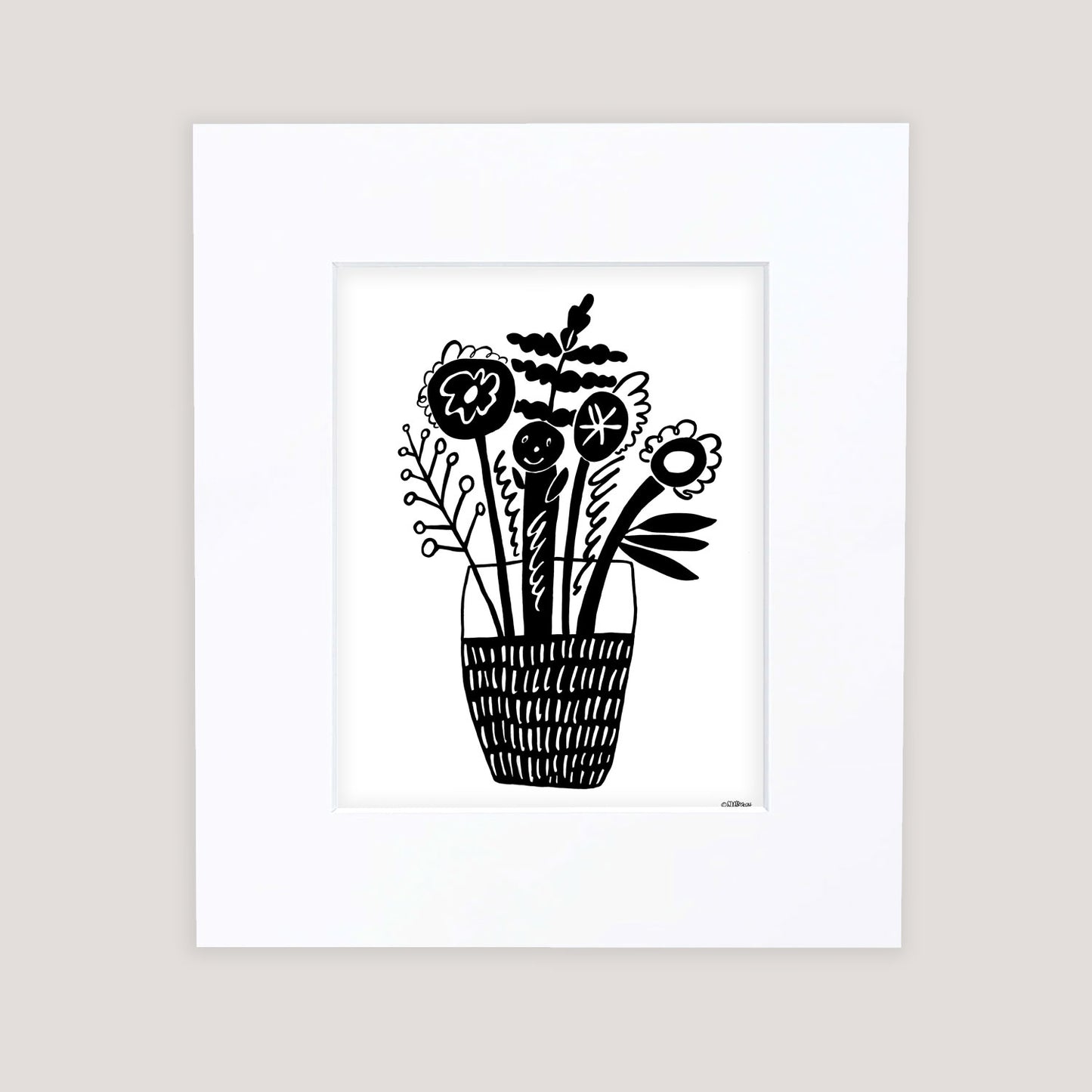 "Happy Vase" Matted Print