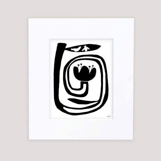 "Birds on Tulip" Matted Print
