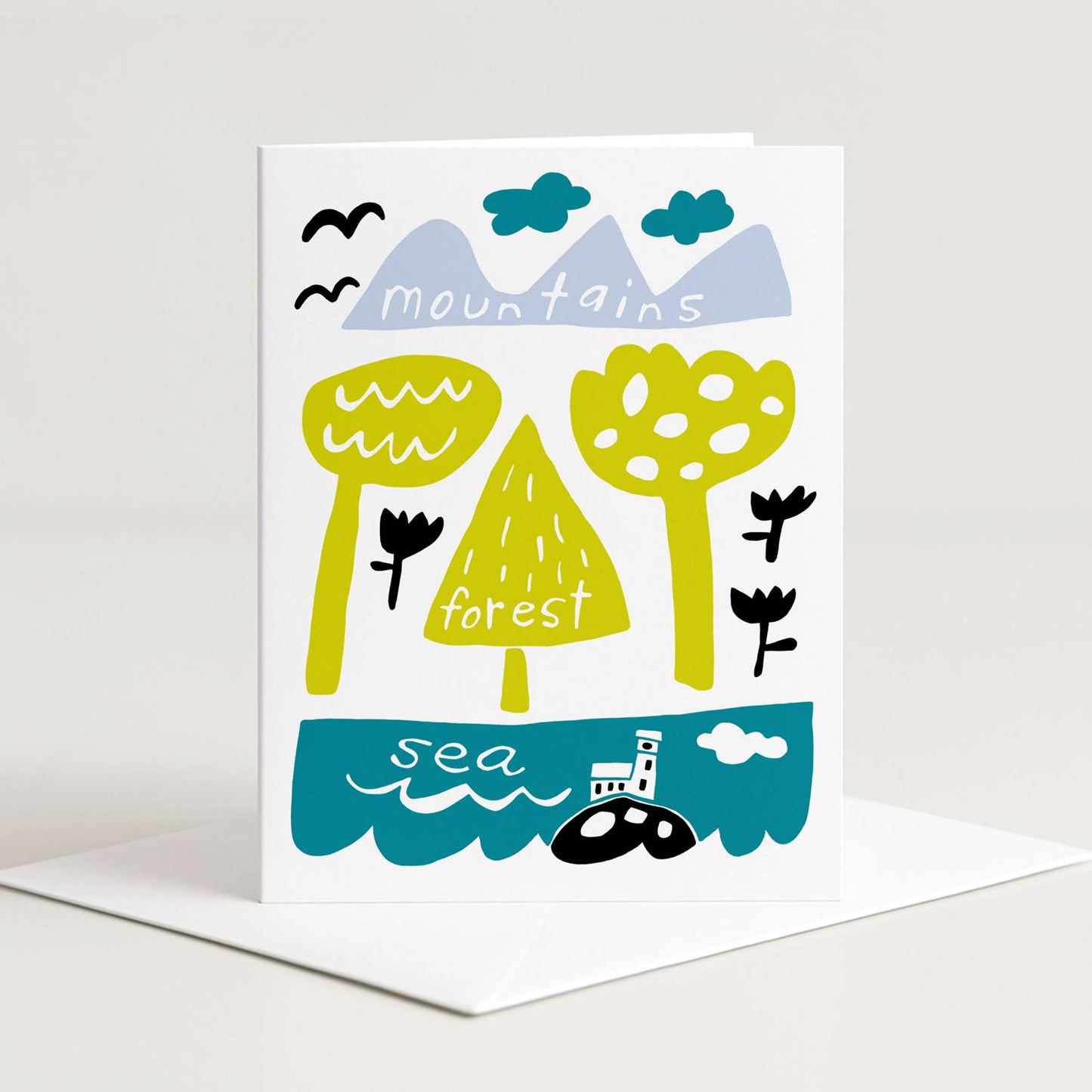 Mountains, Forest, Sea Card